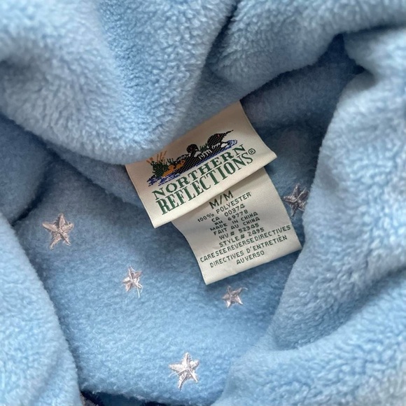 Northern Reflections Cozy Warm Blue Grey Fleece Jacket Embroidered Winter Cabin - Picture 4 of 8